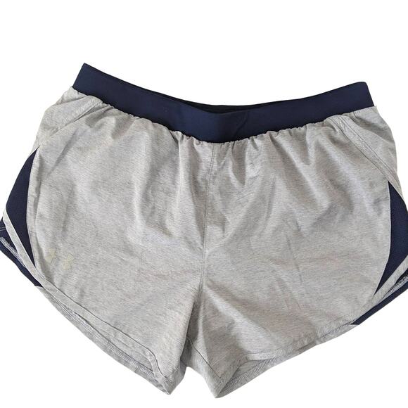 Under Armour Shorts Blue Grey Womens Medium Running Gym Workout Short - Picture 1 of 8